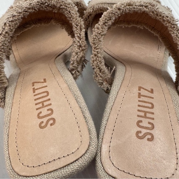 🆕 SCHUTZ Amely Beige Frayed Strap Heels NWT size 7 - Picture 15 of 16